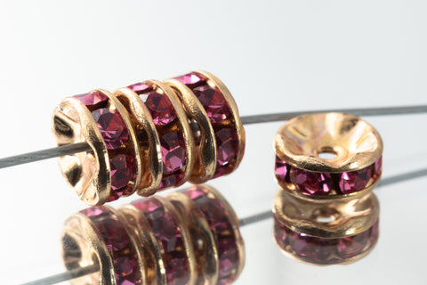 5mm Rose/Gold Rhinestone Rondelle #RTH503