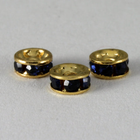 5mm Jet/Gold Rhinestone Rondelle #RTC503