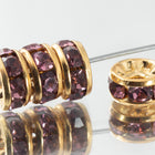 4mm Light Amethyst/Gold Swarovski Rhinestone Rondelle #RTG094