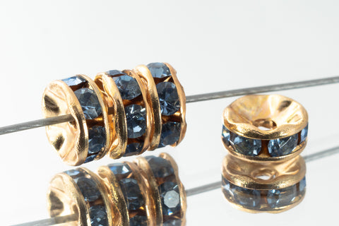 5mm Light Sapphire/Gold Rhinestone Rondelle #RTM503