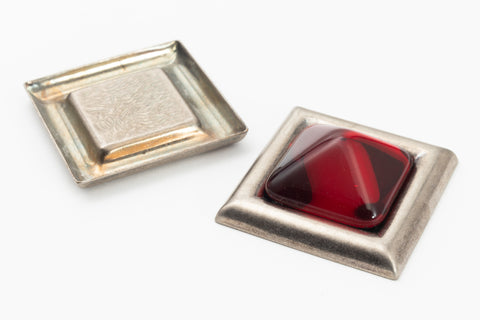 27.4mm Antique Silver Square Cabochon Setting #SET109