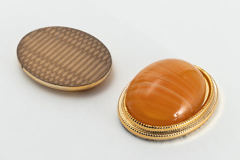 36mm x 28mm Vintage Golden Lucite Cabochon Setting #SET117