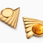 38mm Raw Brass Art Deco Triangle Cabochon Setting Pair #3280
