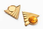 38mm Raw Brass Art Deco Triangle Cabochon Setting Pair #3280