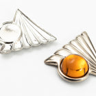 38mm Silver Art Deco Triangle Cab Set Pair (2 Pcs) #SET145