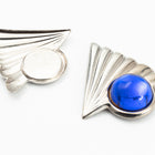 38mm Silver Art Deco Triangle Cab Set Pair (2 Pcs) #SET145