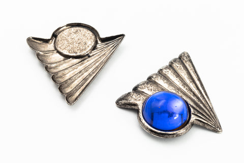 38mm Antique Silver Right Facing Art Deco Triangle #SET147