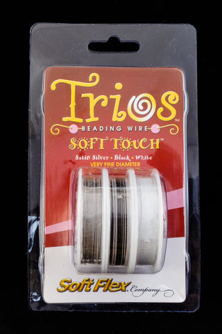Soft Flex Trios- Soft Touch Satin Silver/Black/White Very Fine-General Bead