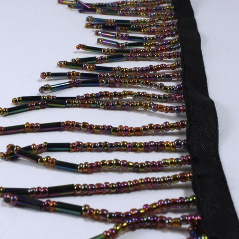 3 inch Rainbow Multicolor Variegated Beaded Icicle Fringe (Color: Multicolor) - Shine Trim