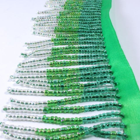 2" Green Ombre Beaded Fringe-General Bead