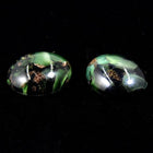 8mm x 10mm Dark Green and Gold #1025-General Bead