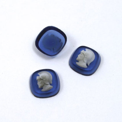 8mm Blue and White Trojan Head #XS114-D-General Bead