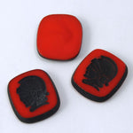 17mm Square Red and Black Trojan Head #XS113-D-General Bead