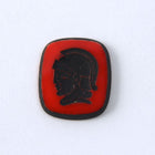 17mm Square Red and Black Trojan Head #XS113-D-General Bead
