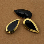 9mm x 18mm Black and Gold Teardrop Pendant #1056-General Bead