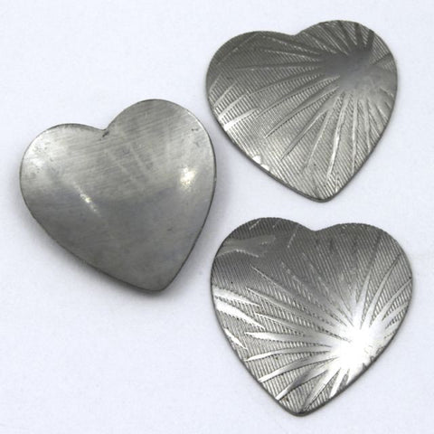 20mm Steel Dapped Heart with Palm Leaf Design (2 Pcs) #109-General Bead