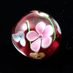 16mm Amethyst Lampwork Round Bead with Pastel Flowers (2 Pcs) #LCG012-General Bead