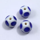 12mm Handmade Round White with Blue Spots #1105-General Bead