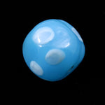 12mm Handmade Round Aqua with White Spots (4 Pcs) #1106-General Bead