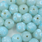 12mm Handmade Round Light Aqua with Aqua Spots #1112-General Bead