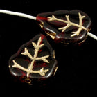 12mm x 15mm Garnet and Gold Leaf Bead-General Bead