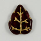 12mm x 15mm Garnet and Gold Leaf Bead-General Bead