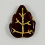 12mm x 15mm Garnet and Gold Leaf Bead-General Bead