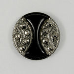 13mm Black and Silver Vintage Glass Cabochon #XGF015-General Bead