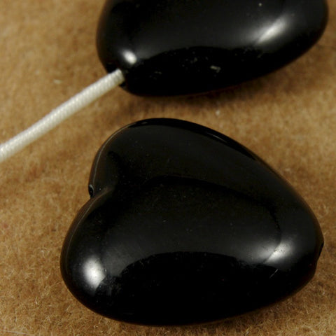 12mm Jet Heart Bead #1246-General Bead