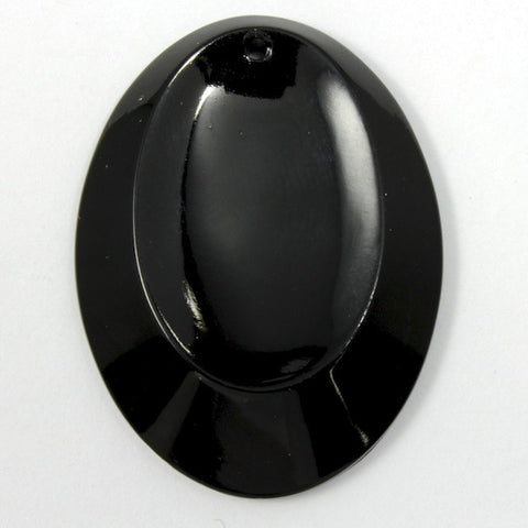 40mm Black Oval "Thumbprint" Pendant #1257-General Bead