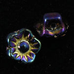 9mm Blue Iris Flower w/ Button Back #1297-General Bead
