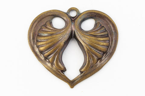 20mm Antique Brass Lotus Heart (2 Pcs) #1316d-General Bead