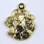 18mm Gold Maiden with Flowing Hair (2 Pcs) #136-General Bead