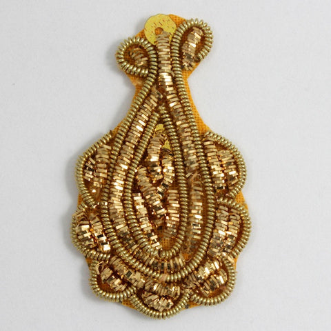40mm Gold Paisley Patch-General Bead