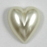 14mm White Luster Pearl Heart Cabochon-General Bead