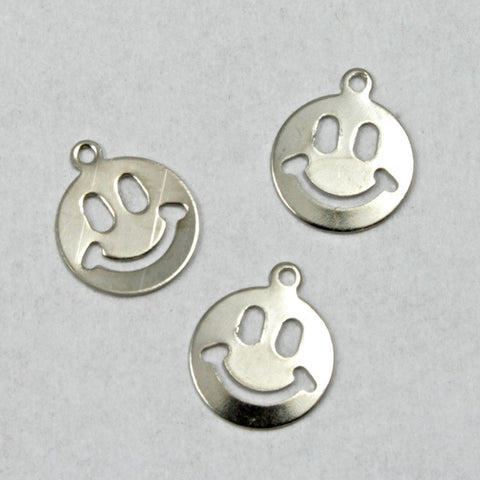 9mm Silver Smiley Face (10 Pcs) #1408-General Bead