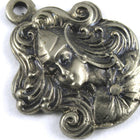 18mm Antique Silver Maiden with Flowing Hair (2 Pcs) #140-General Bead