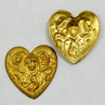 20mm Raw Brass Art Nouveau Heart (2 Pcs) #1415-General Bead