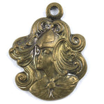 18mm Antique Brass Maiden with Flowing Hair (2 Pcs) #141-General Bead