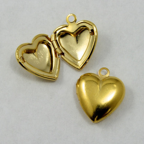 15mm Brass Heart Locket Charm (2 Pcs) #1420-General Bead