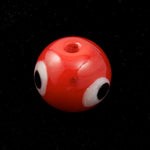 10mm Vintage Glass Red with Black and White Eye Bead (4 Pcs) #1425-General Bead