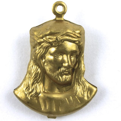 25mm Raw Brass Jesus with Crown of Thorns #142-General Bead