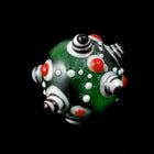 12mm Handmade Green Lampwork Sputnik (2 Pcs) #1434-General Bead