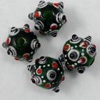 12mm Handmade Green Lampwork Sputnik (2 Pcs) #1434-General Bead