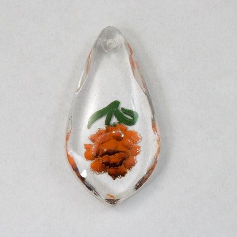 22mm Clear Glass Orange Flower Pendant #1445-General Bead