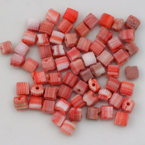 3mm Red and White Shape Square Glass Nailhead #1450-General Bead