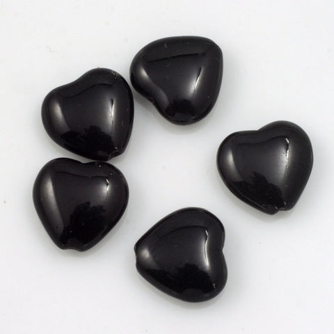 12mm Black Heart Bead (12 Pcs) #1456-General Bead