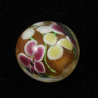 16mm Topaz Glass Bead with Flowers (2 Pcs) #1467-General Bead