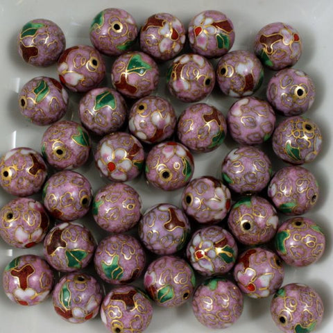 12mm Pink Cloisonné Bead (2 Pcs) #1513-General Bead