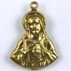 24mm Double-sided Raw Brass Jesus with Sacred Heart #151-General Bead